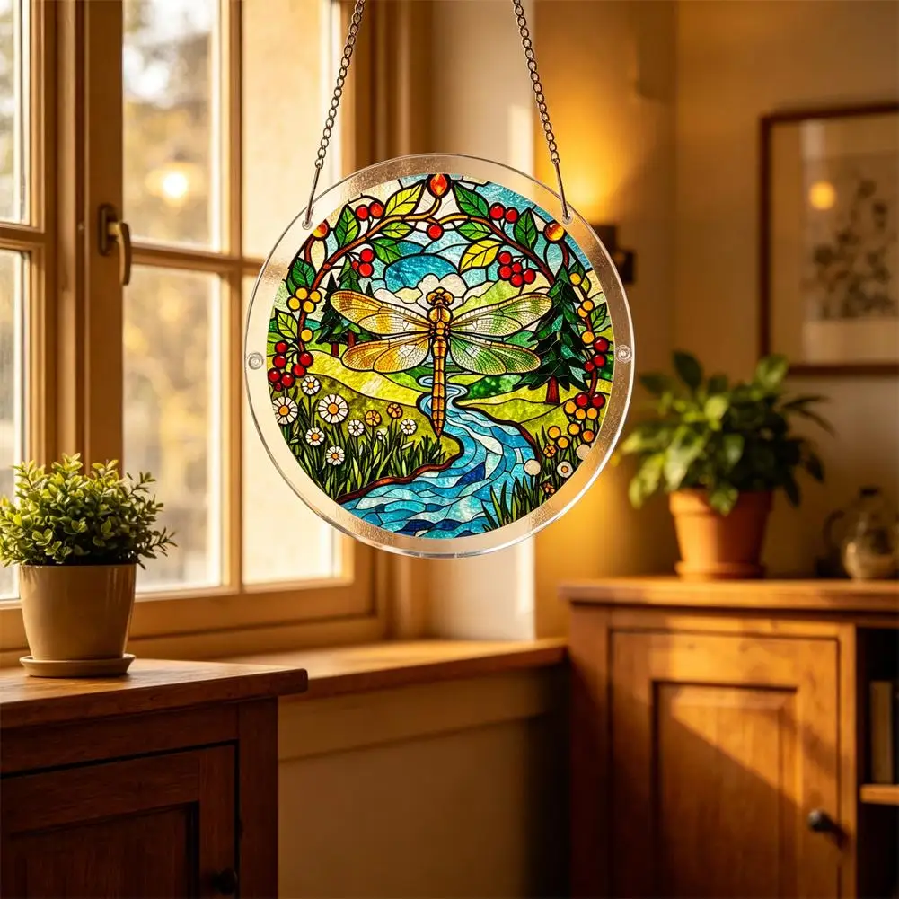 Acrylic Puzzle Light Catcher Window Hanging 18cm/20cm Stained Glass Style Suncatcher Premium Bright Color Garden Art Decor