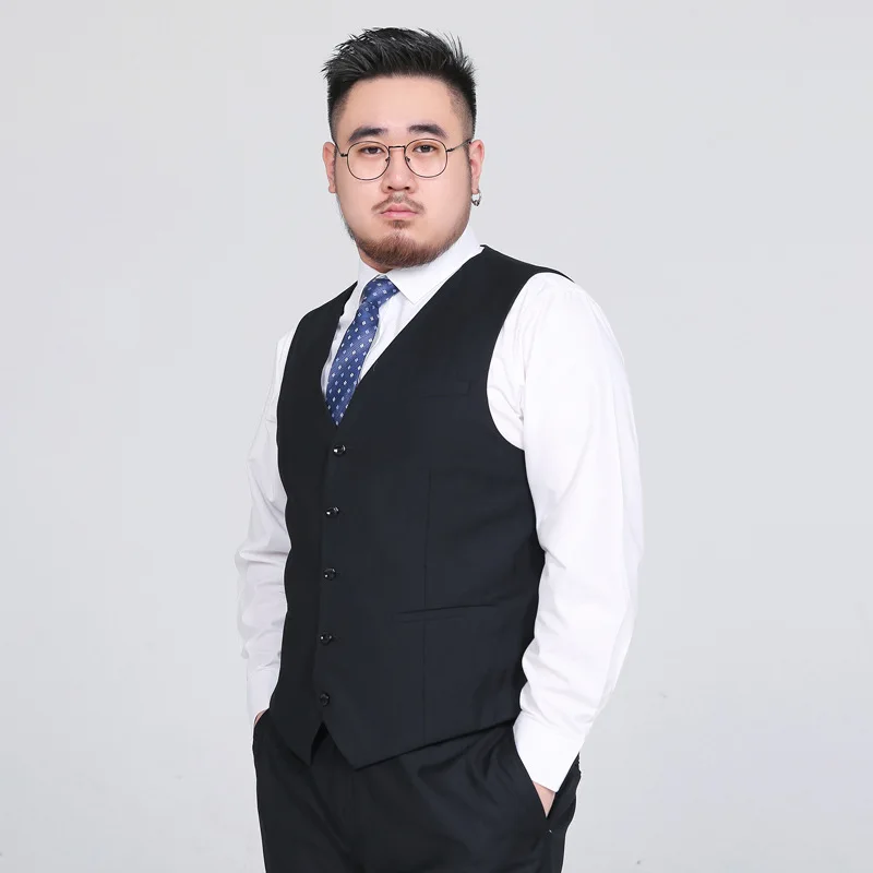 Elegant Men Suit Vest Black Navy Blue Single Breasted V-neck Business Formal Chic Male Vest Gentleman Waistcoat Plus Size S-10XL