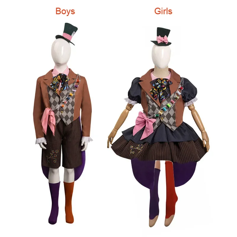 Johnny Depp as Mad Coaplay Hatter Boys Girls Costume Coat Hat Outfit Accessories Halloween Costume Kids Children Disguise Role U