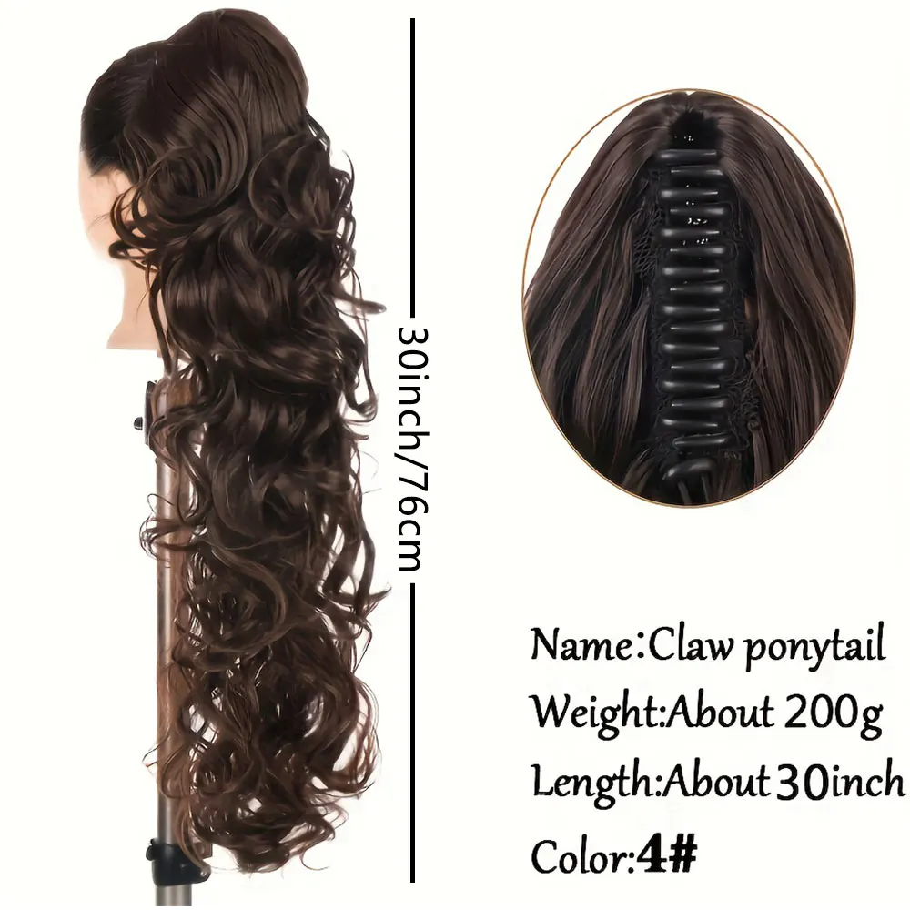 30 Polegada longo encaracolado ondulado rabo de cavalo garra clipe extensão do cabelo sintético cordão rabos de cavalo para mulheres clipe em rabo de cavalo extensi
