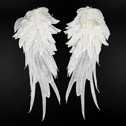 1Pair Black White Embroidered Angel Wing Patch Large Fabric Clothes Sew On Patches For Wedding Decoration Dress Lace Accessories