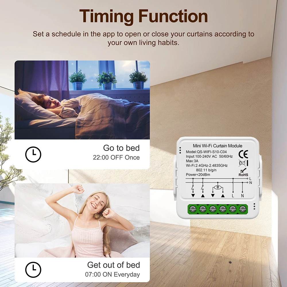 Tuya ZigBee WiFi Módulo de Interruptor de Cortina Inteligente, Persianas, Obturador, Motor Elétrico, Aplicativo Smart Life, Trabalhar com Alexa, Google Home