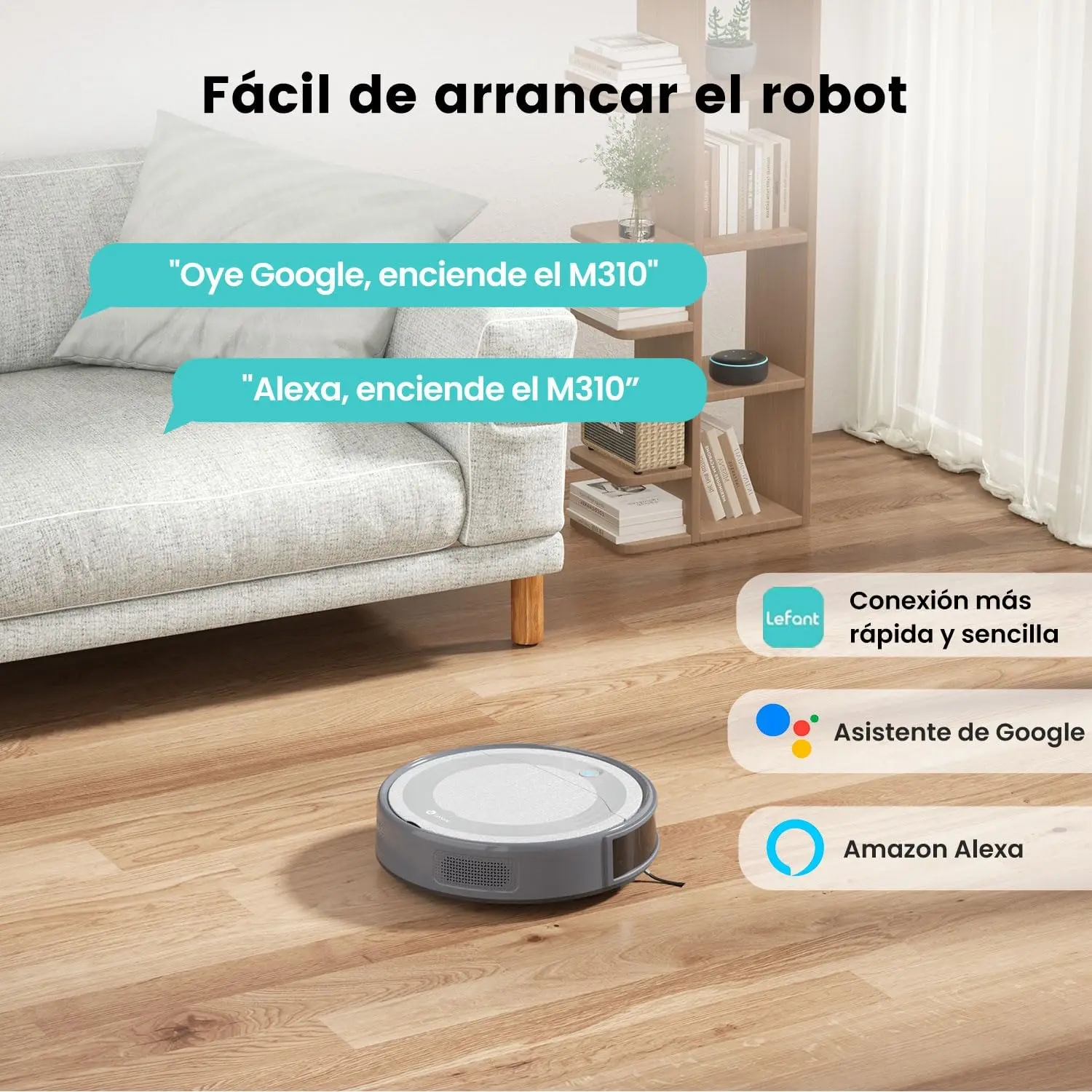 Lefant M310 Robot Vacuum Cleaner-4500Pa Powerful Suction, PreciSense Obstacle Avoidance, 140 Mins Self-Charging,App/Voice/Remote