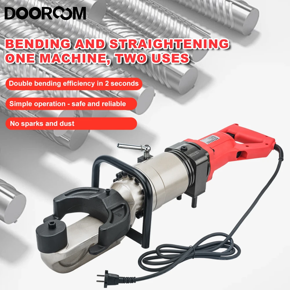 DOOROOM Portable Steel Bar Bending Straightening Machine Electric Hydraulic Handheld Hydraulic Bending Threaded Steel Copper Bar