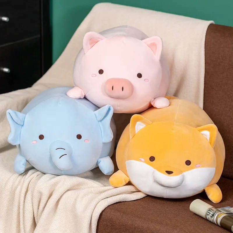 

45cm Animal Fat Pig Plush Toy Soft Cartoon Elephant Stuffed Dog Doll Birthday Cute Girl Pillow Gift