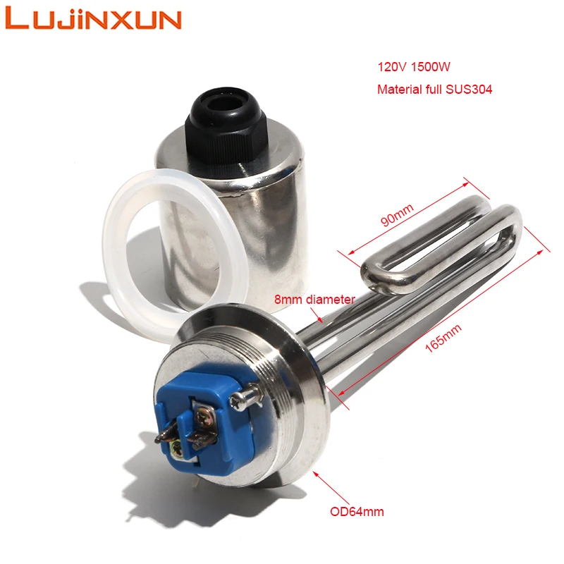 LUJINXUN 2 pollici (OD64) Tri-clamp 120V 1500W elemento riscaldante pieghevole scaldabagno elettrico a bassa densità di Watt