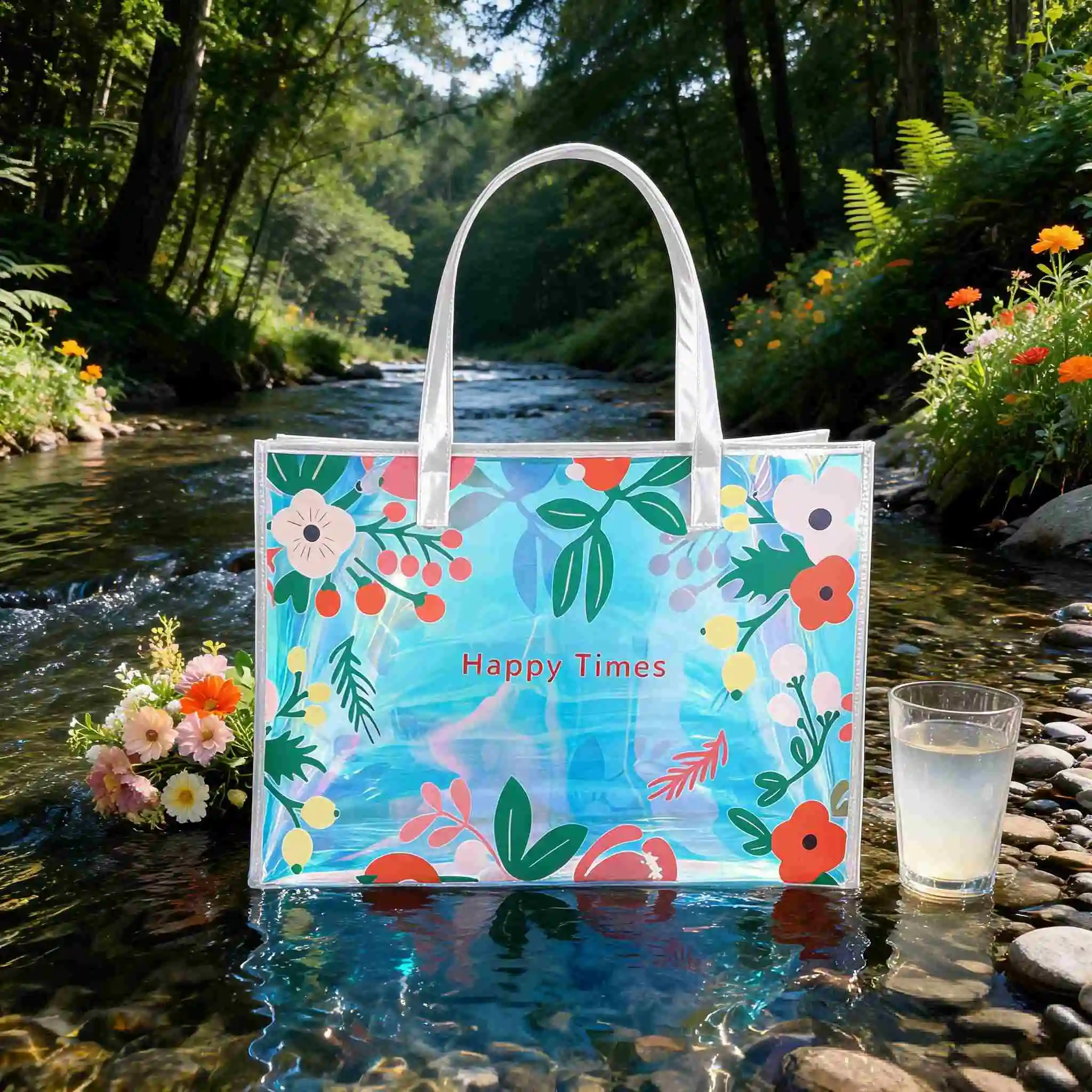 Time & Flowers Colorful Tote Bag fashion and simplicity Swim Bag Stylish Picnic Bag