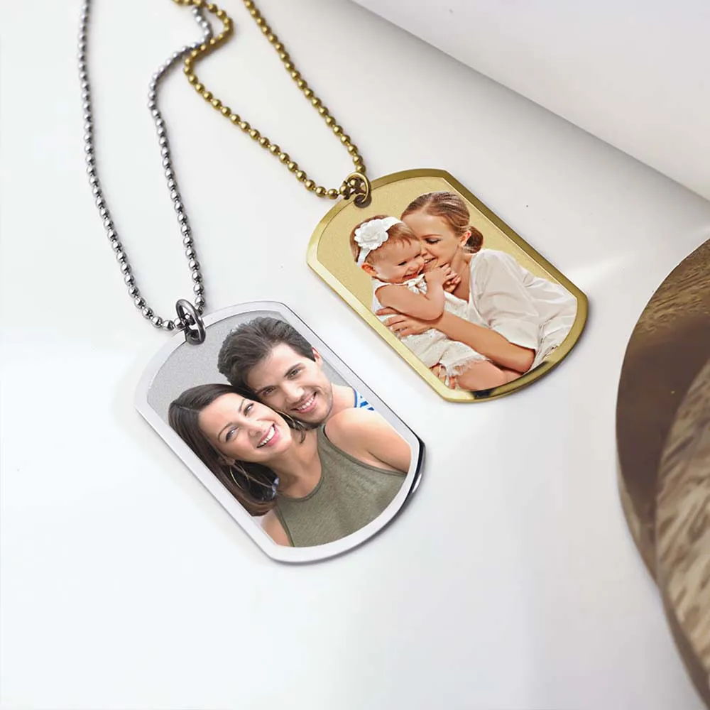 Print Photo Necklace Personalized Custom Gift For Men Woman Couple Family Father Chain Stainless Steel Memorial Souvenir Jewelry
