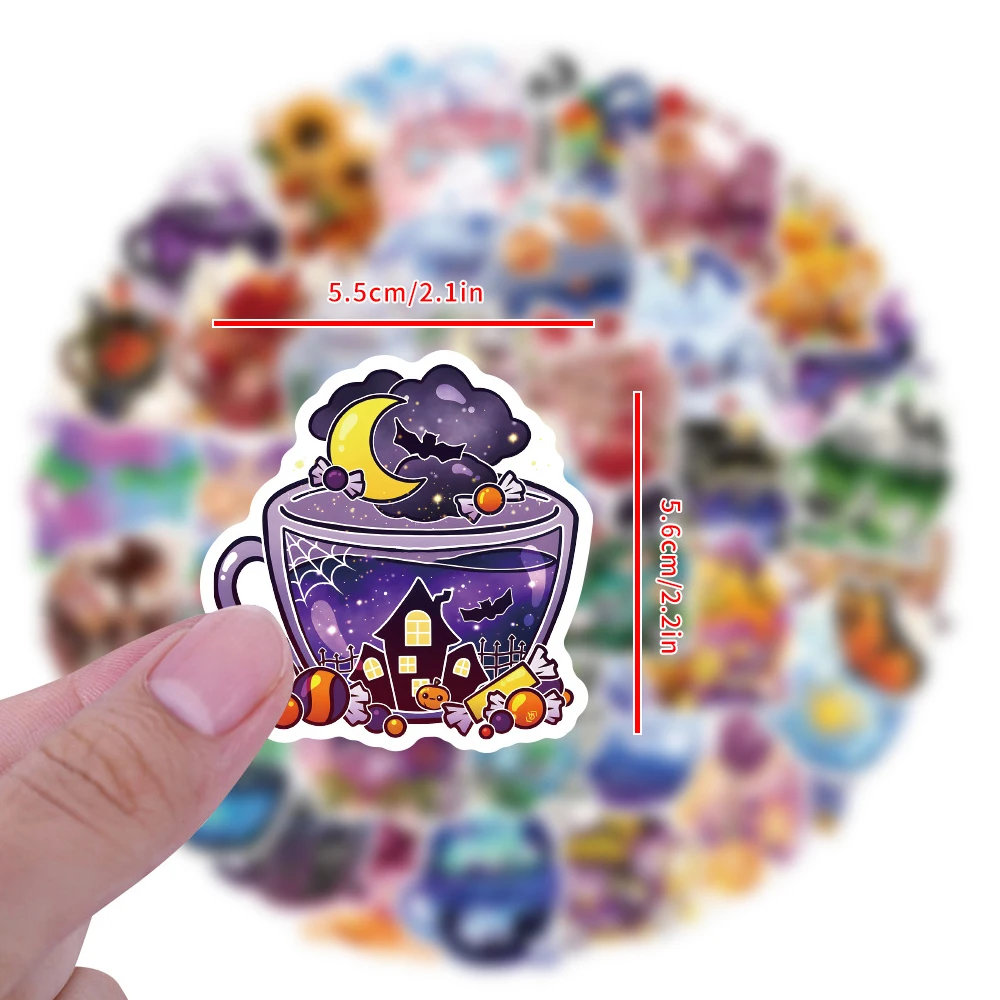 10/30/50PCS Tazza da tè colorata Carino Graffiti Adesivi impermeabili Zaino bagaglio Diario Album Laptop Fai da te Adesivi Kawaii personalizzati