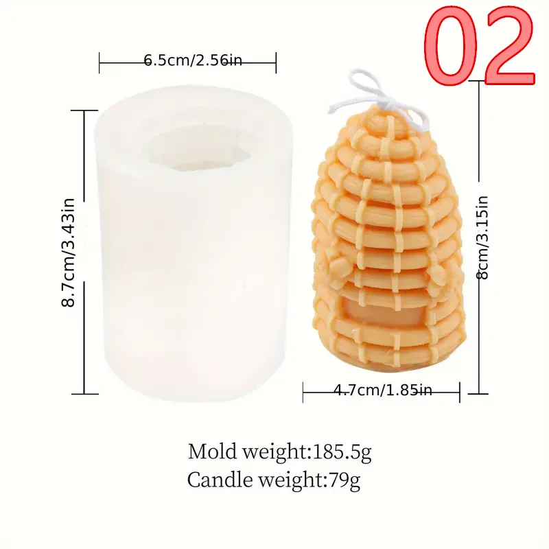 3D Bee Honeycomb Candle Molds Beehive Silicone Mold for Homemade Beeswax Candle Soap Hand Lotion Bars Crayon Wax Melt Hives