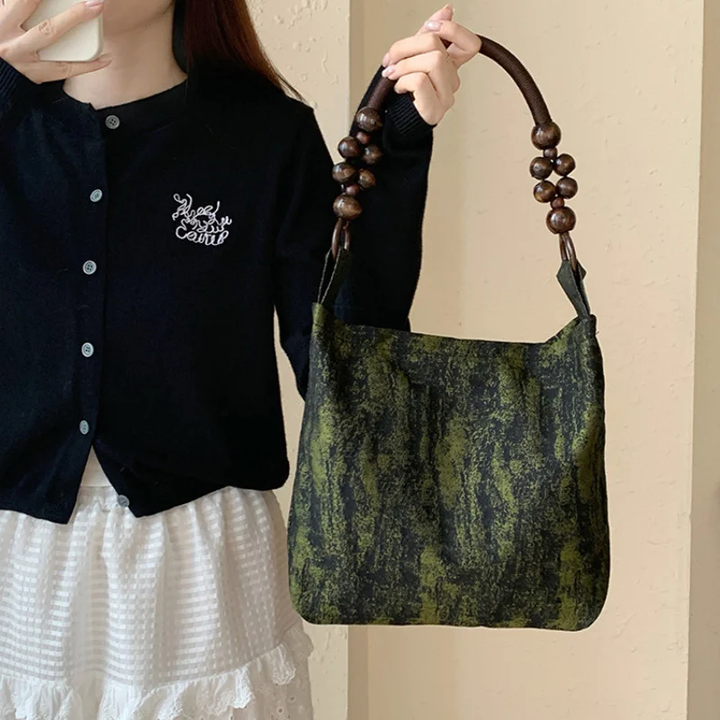 

2024Autumn and Summer New Niche Moss Green New Style Shoulder Underarm Bag Handbag Artistic Style Women's Bag Ba