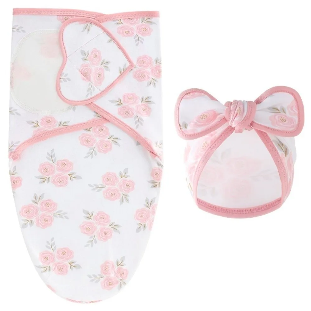 Bowknot Blanket Hat Set Flower Lightweight Material Newborn Photography Blanket Soft Fabric Adjustable Wrap