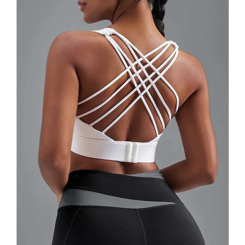 

PofyBofy Йога Спортивные бюстгальтеры с v-образным вырезом на бретелях для женщин с перекрещивающейся спиной Беспроводной съемный мягкий бюстгальтер для тренировок Йога Беспроводной тренажерный зал