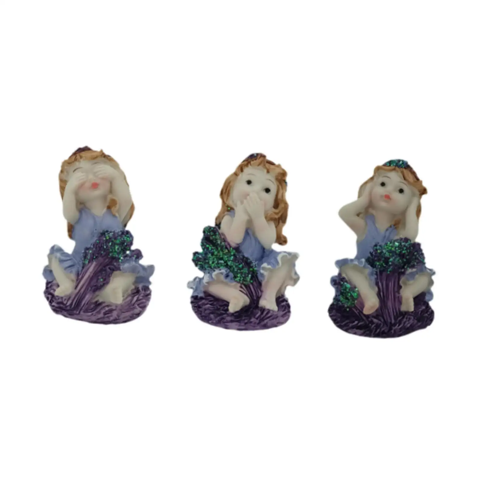 3 Pieces Garden Fairy Figurines Miniature Statues, Craft, Gift Collection Garden Decoration Resin Sculpture for Lawn Garden
