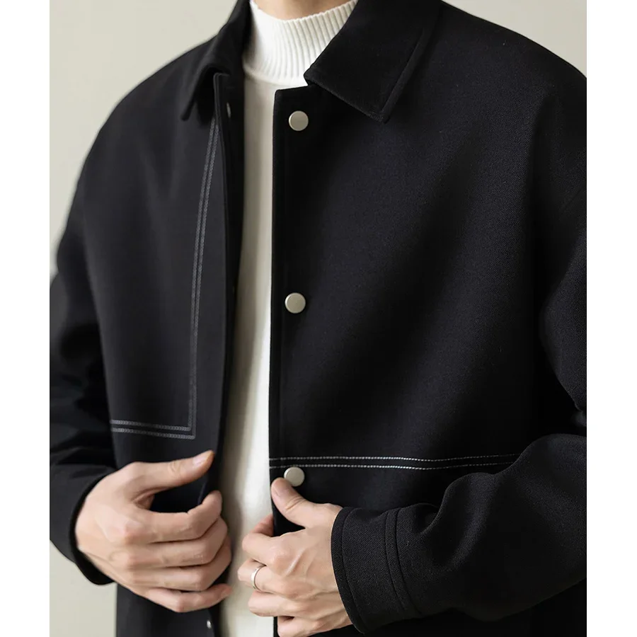 Autumn Men Loose Business Casual Vintage Woolen Short Jacket Male Korean Streetwear Fashion Small Coat Outerwear