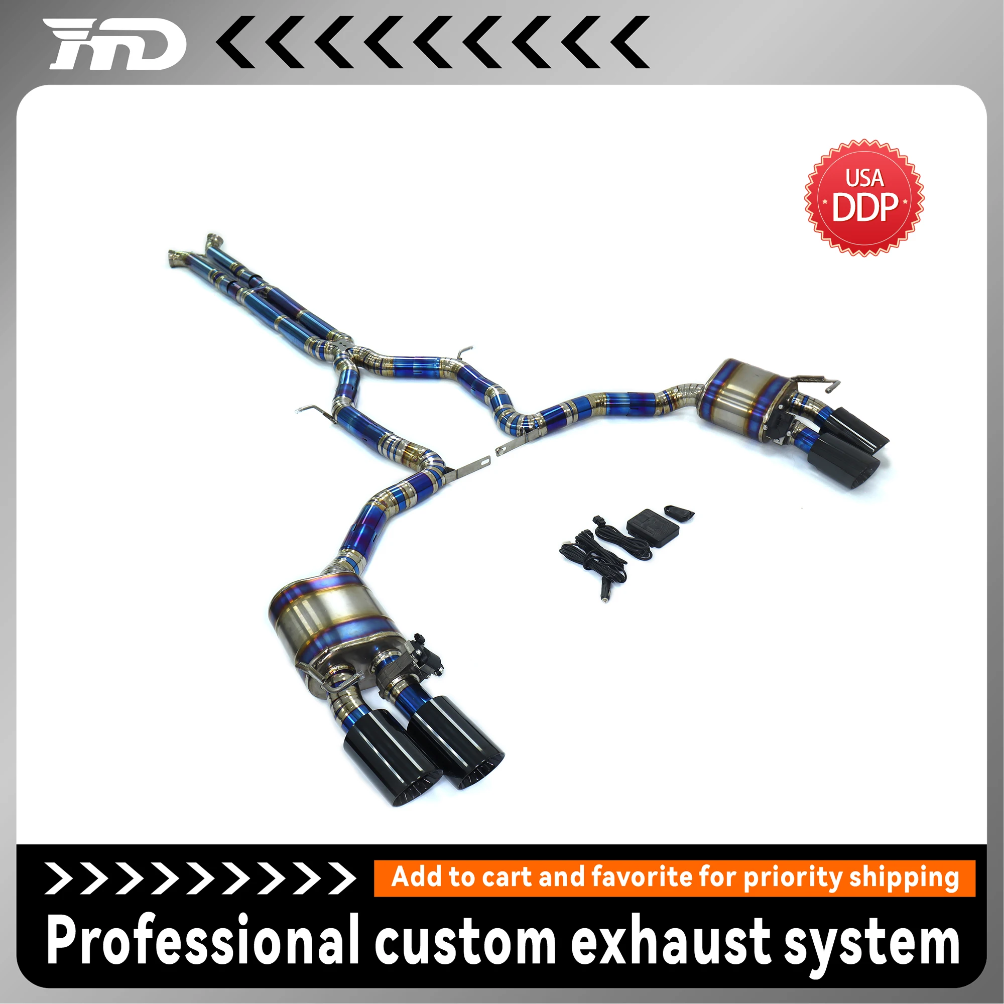 

HMD titanium alloy Exhaust System Performance Catback for Bentley Continental GT V8 4.0T 2022+ Muffler With Valve X Middle Pipe