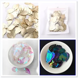 100Pcs Matte Gold 13*22mm Leaf Shape Sequins With 2 Hole &Paillettes Sewing Glitter Sticker On Cloth,DIY Women Garment Accessory