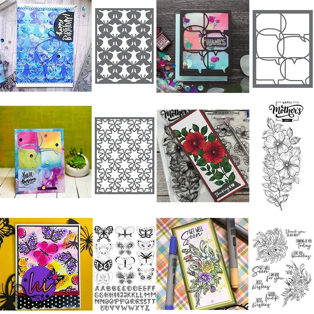 April Monarch/Gespräch/Starburst Hintergrund Metall Stanzformen Blumen Schmetterling Stempel für DIY Scrapbooking Karte Handwerk Herstellung