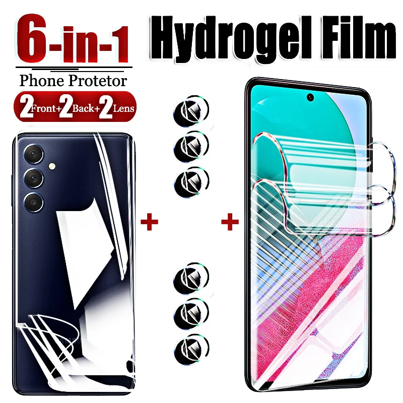 6in1 الجبهة الخلفية عدسة هيدروجيل فيلم لسامسونج غالاكسي M54 M14 M04 M23 M33 M53 M13 4G 5G حامي الشاشة م 14 13 54 33 23 04