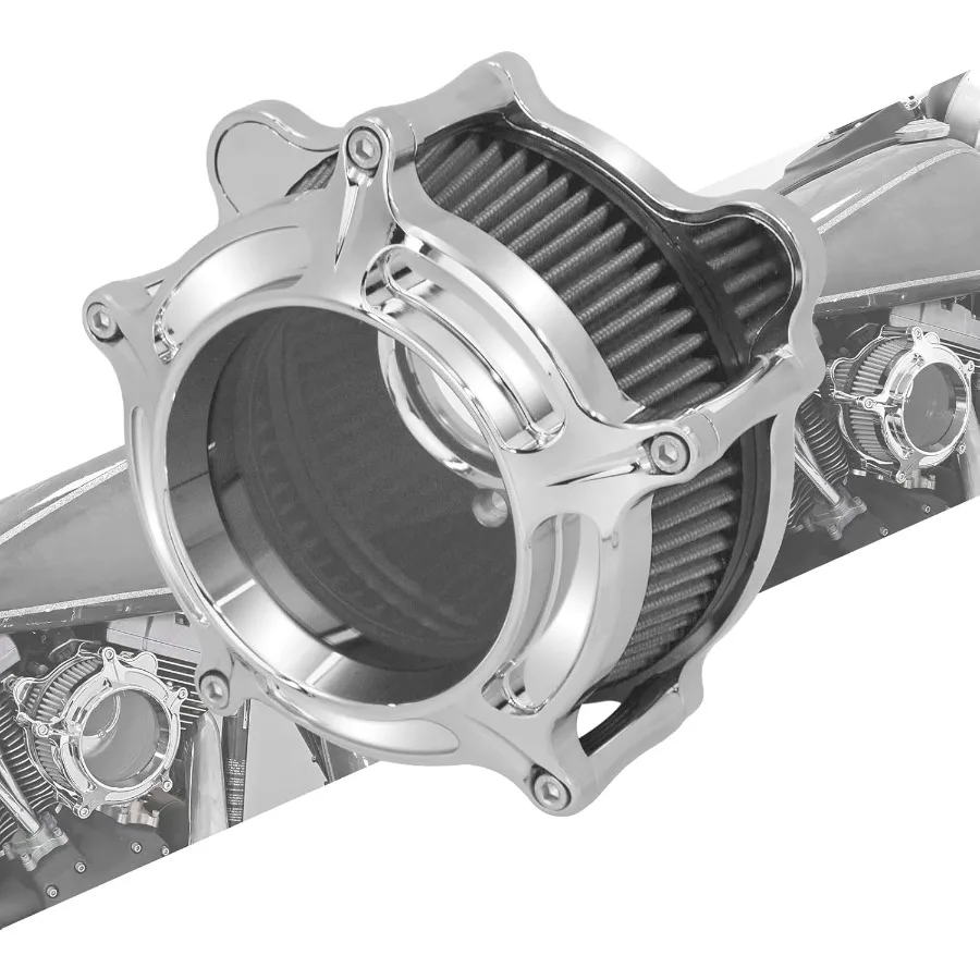 

Air Cleaner Filter Intake Aluminum Chrome Housing Grey Element for Harley Touring Road King Street Glide Softail Sportster XL D