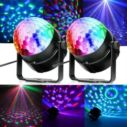 Lumières de scène LED rotatives activées par le son RVB, mini lampe de budgétaire laser, stroboscope de boule magique, maison, KTV, spectacle de Noël, Chang DJ, fête