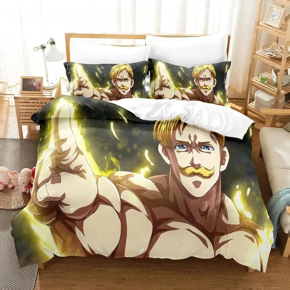Комплект постельного белья Escanor The Seven Deadly Sins Single Twin Full Queen King Size, комплект постельного белья для взрослых и мальчиков, комплекты пододеяльников для спальни, 3D аниме Комплект постельного белья Escanor The Seven Deadly Sins Single Twin Full Queen King Size, комплект постельного белья для взрослых и мальчиков, комплекты пододеяльников для спальни, 3D аниме