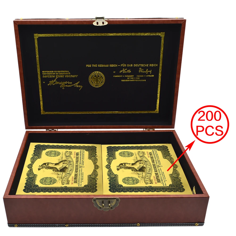 German 1924 Gold Banknotes In Collection Box UNC Notes Bond Serial Number in Collection Box Top Collectibles Home Decoration