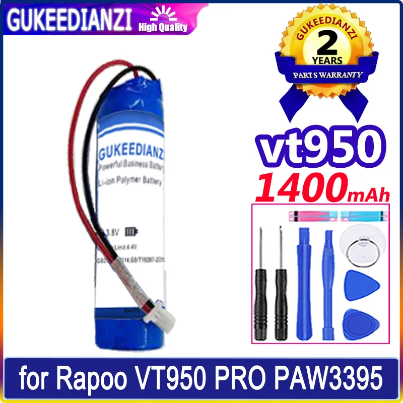 Аккумулятор GUKEEDIANZI 1400mAh для Rapoo VT950 PRO PAW3395 26000DPI RGB Аккумуляторы для игровой мыши