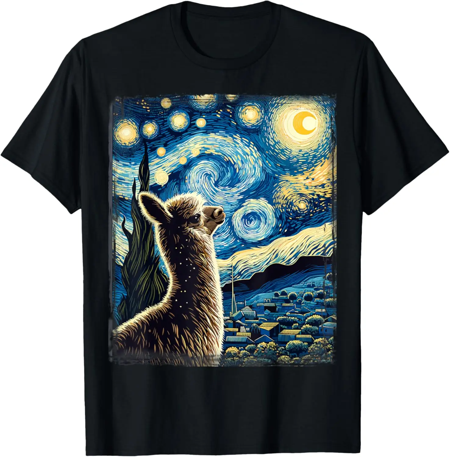 Van Gogh Style Starry Night Alpaca T-Shirt