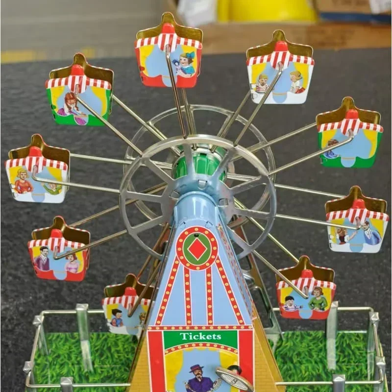 [Funny] Adult Collection Retro Wind up toy Metal Tin The Music ferris wheel Mechanical toy Clockwork toy figures model kids gift