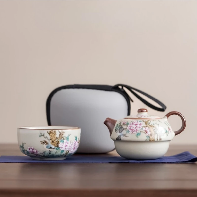 المحمولة رو فرن طقم شاي السيراميك وعاء واحد كوب واحد السفر في الهواء الطلق الصينية الكونغ فو طقم شاي إبريق الشاي خمر اليدوية