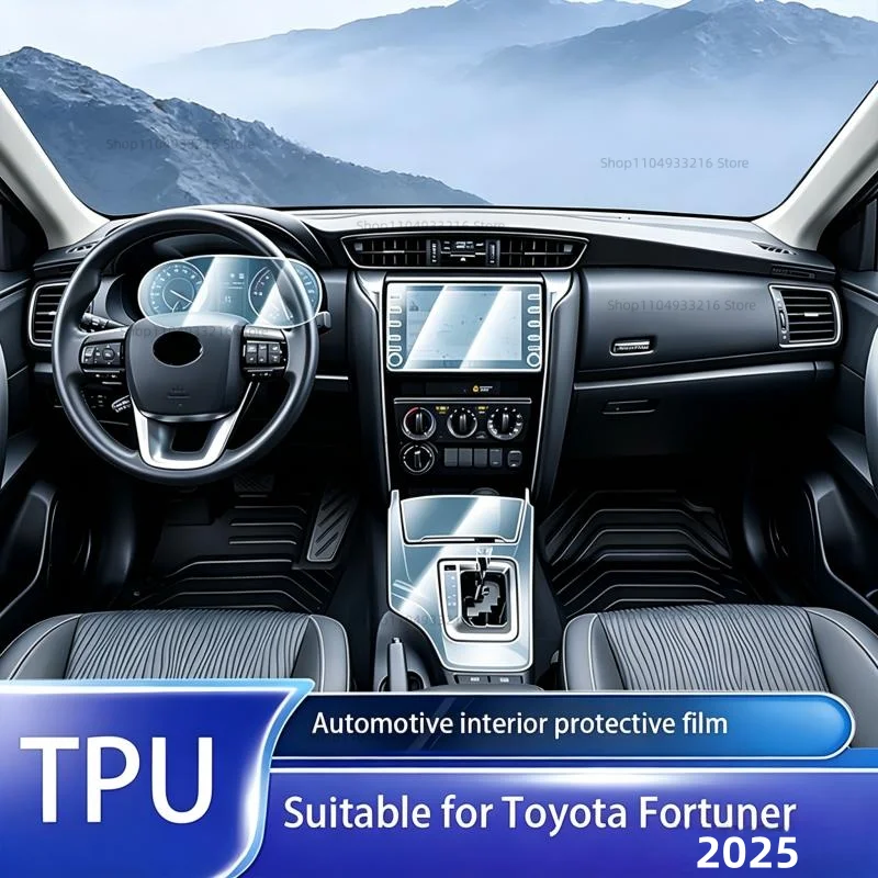 Transparent TPU Protective Film Anti-scratch For Toyota Fortuner 2025 Car Interior Center Console Dashboard Navigation Pre-cut