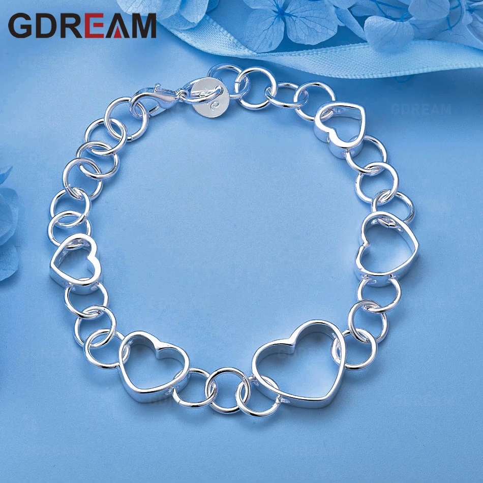 

GDREAM 925 Sterling Silver Heart Ring Multi-Circle Bracelet Exquisite Unique Fashion Women'S Gift Jewelry