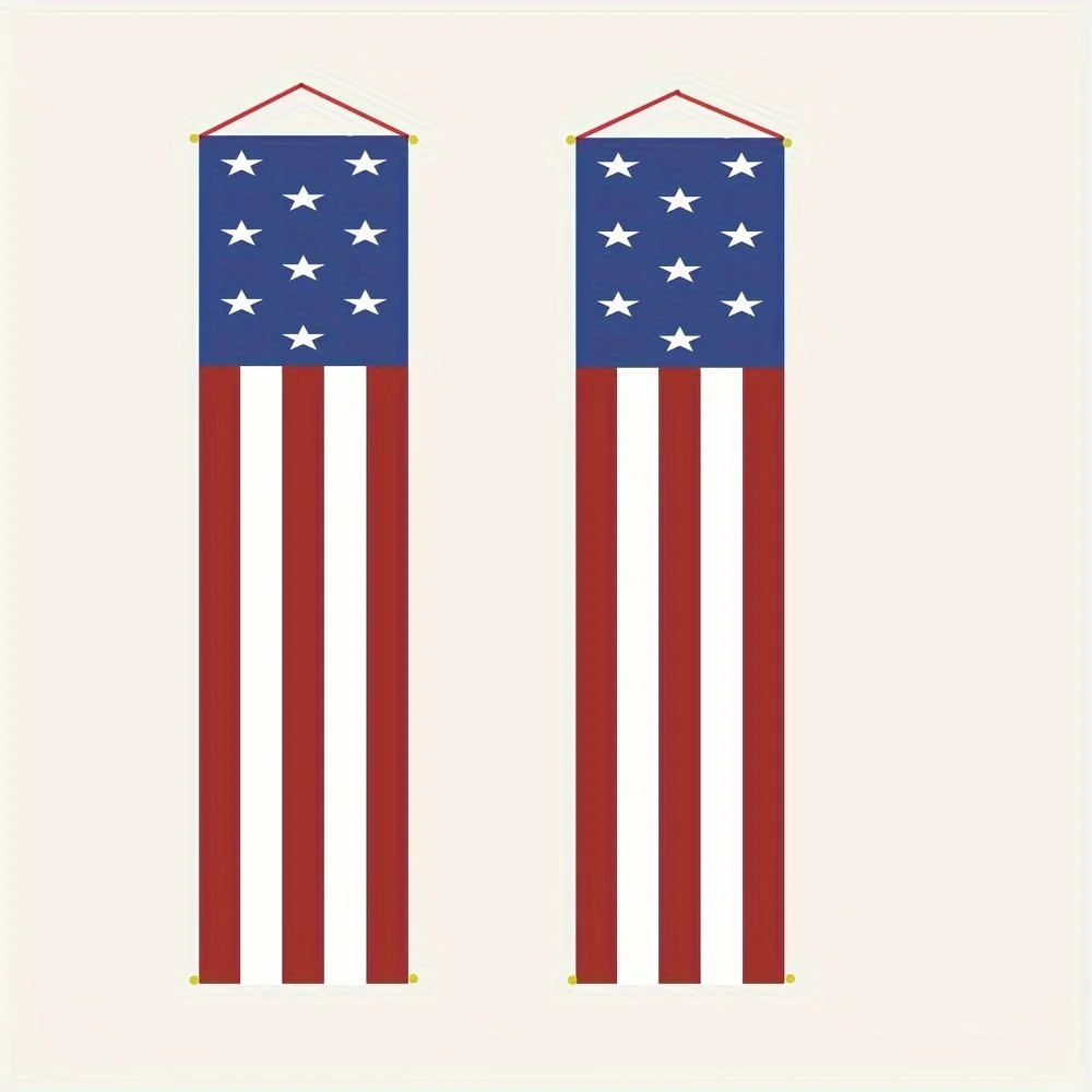 2pc ,July 4th Door Banner,Patriotic Decoration For July 4th,Fourth Of July Hanging American Flag, Outdoor Decoration