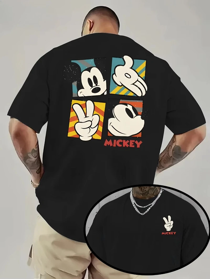 

Summer 2025 Creative Mickey Cartoon printed T-shirt cotton casual oversized short-sleeved suitable for both men and women 091302