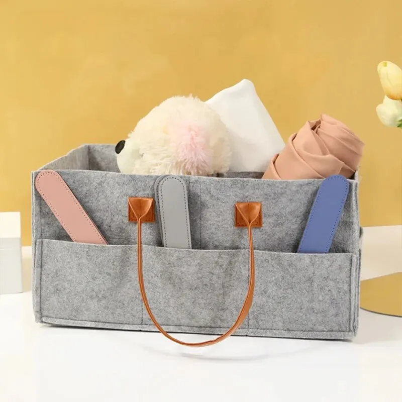 Large Capacity Handbag, Portable Diaper Satchel Bag, Simple Multifunction Felt Bag, Large Baby Diaper Caddy Organizer