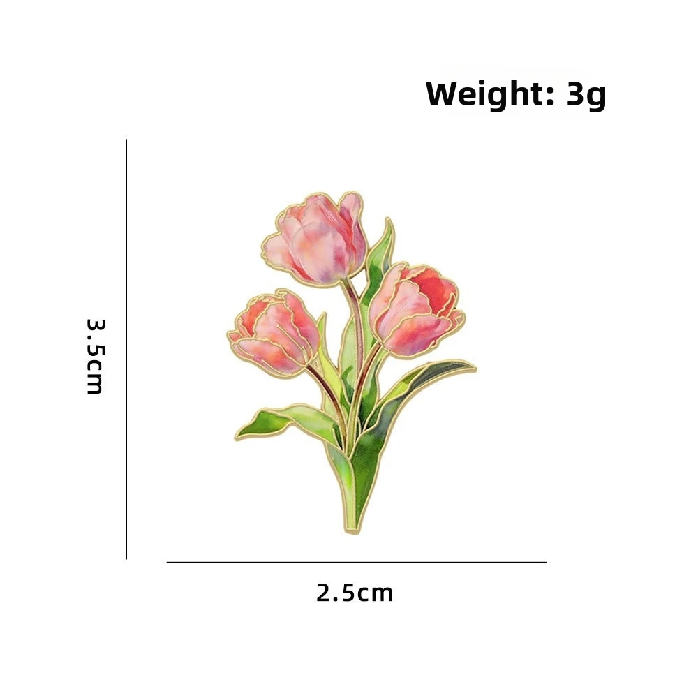 Assorted Colors Flower Brooches Botanical Design 12 Piece Set Enamel Flower Pins Metal Pin Back Enamel Material