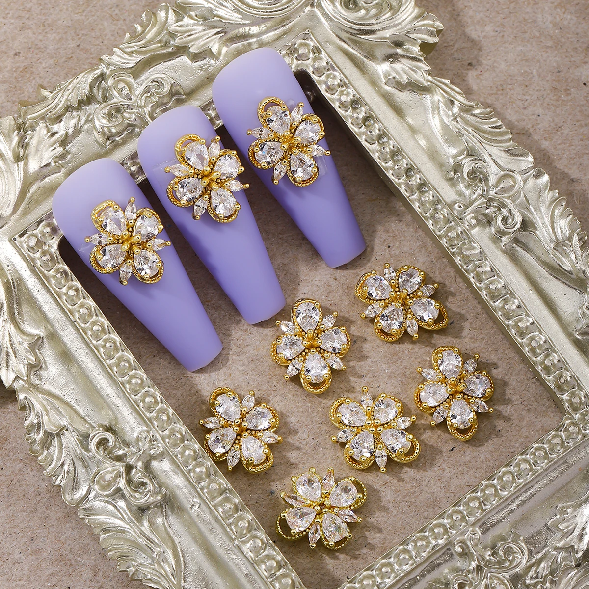 할로우 네잎 클로버 네일 장식, 가벼운 럭셔리 스타일 DIY 네일 장식, y2k 금속 스타일 네일 다이아몬드, 5 개