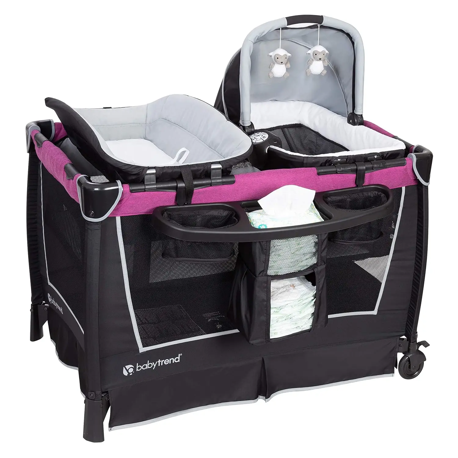 

Portable Nursery Center with Bassinet, Changing Table, Music & Nightlight for Baby Care