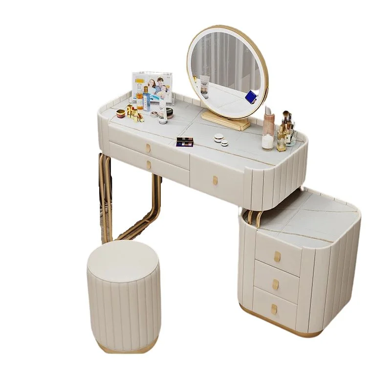 Vanity Desk Modern Dresser Table LED Mirros Household Bedroom Dressing Table Density Board Makeup Table Meubles Decoration