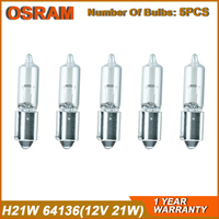 OSRAM Original Line H21W 64136 BAY9s 12V 21W Metal Bases Side Turn Signal Lamps  3200K 600lm Car Halogen Bulb Made in Germany