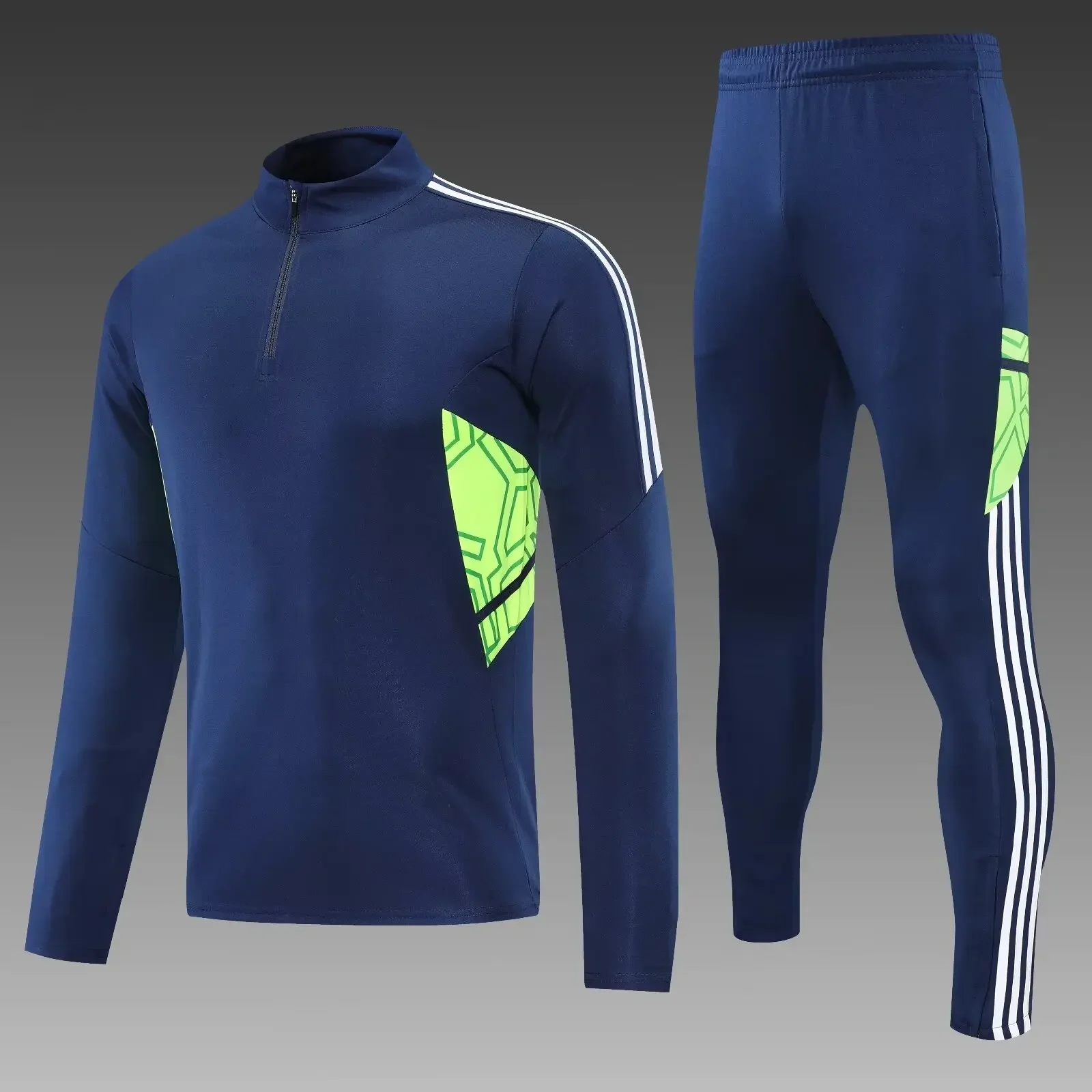 NEW Men and Kids sports set boy girl Fans Half Zipper Jacket Training wear games Jerseys football Kit Tops and trousers