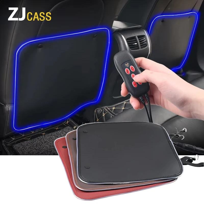 

2pc PU Leather Car Seat Back Protection Pad With Voice Control USB Ambient Light Child Anti Kick Mat Interior Styling Accessorie
