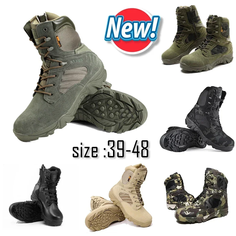 Army Combat Boots Military Boots Men Hiking Shoes Breathable Tactical Combat Desert Training Size 39-48 Anti-Slip Trekking Shoes