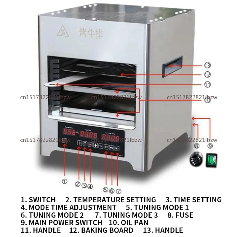 CY-18 Electric Steak Grill 2KW Household Small Barbecue Machine 220V Desktop Stainless Steel Grilled Pork Chop and Lamb Chop