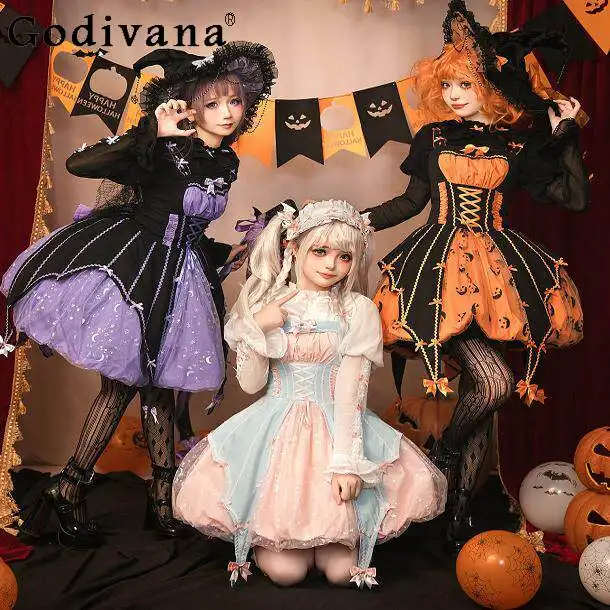 Original Design Lolita Cosplay Costumes Halloween Carnival Party Lolita Collection Kawaii Girls Gothic Dress and Top Outfit
