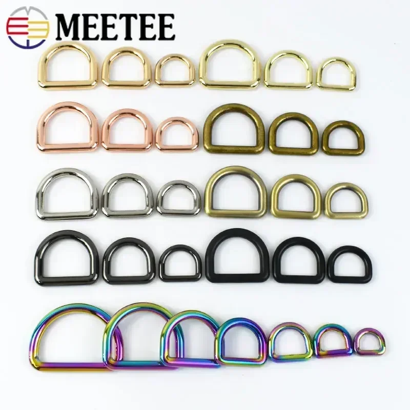 

50Pcs 10-38mm D Metal Rings Clasp for Bag Strap Buckles Backpack Belt Hooks Dog Collar Webbing Loops Leather Craft Accessories