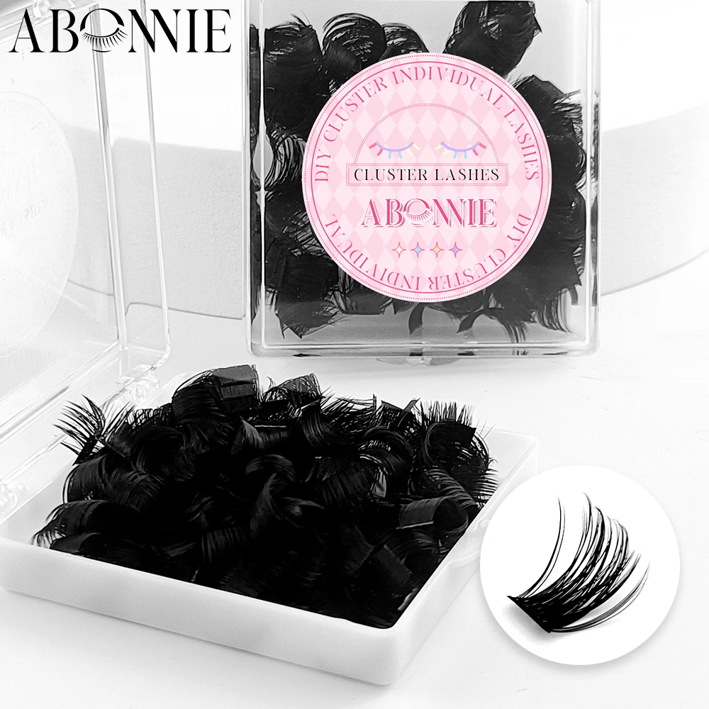 ABONNIE Wimpern-Cluster zum Selbermachen, flauschige Einzelwimpernverlängerungen, Doppel-V, 40 Stück, künstliche Wimpern für Make-up, lose Wimpern