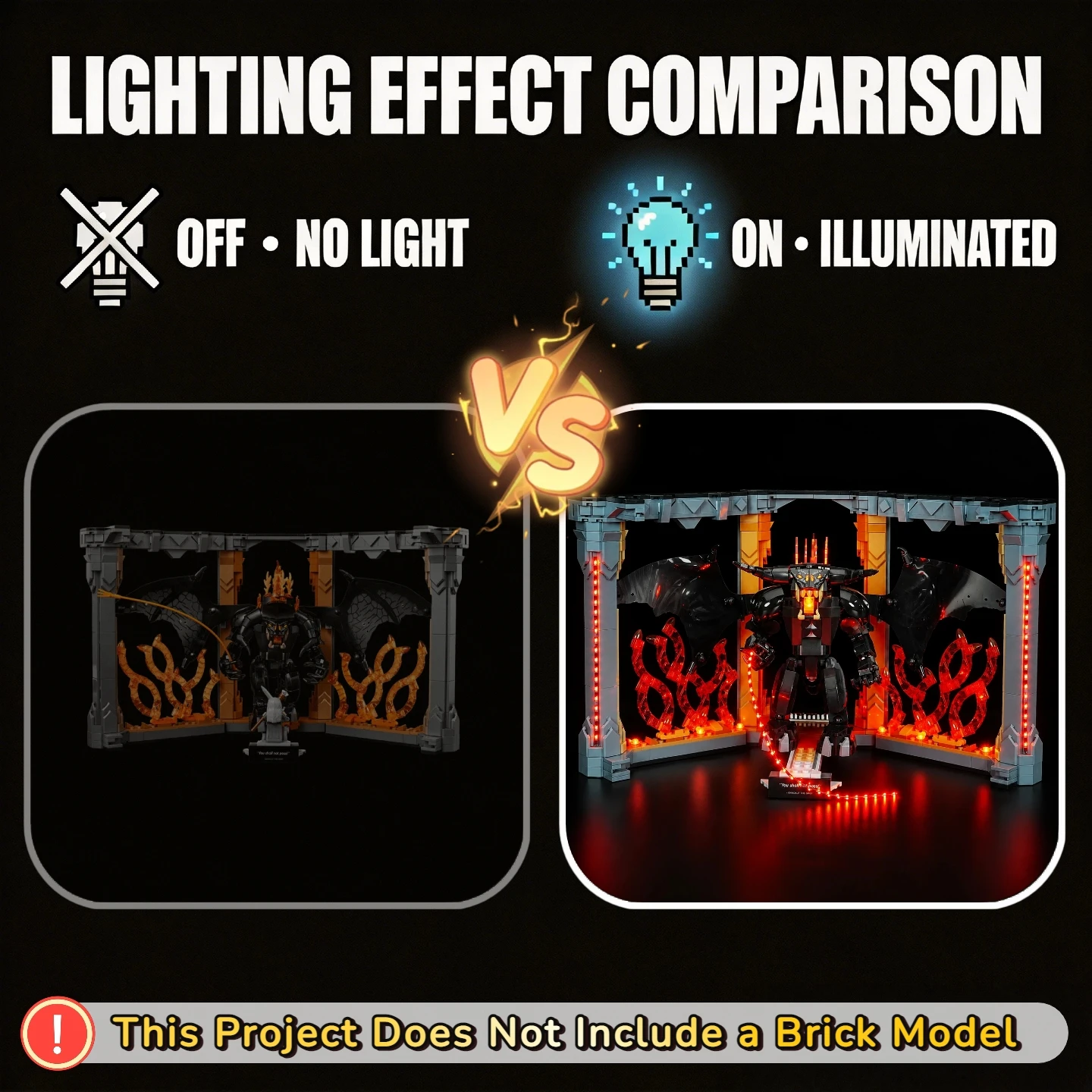 HPROSPER LED Light for Lego 10367 Icons The Lord of The Rings: Balrog Book Nook Building Blocks Model (Lego Set NOT Included)