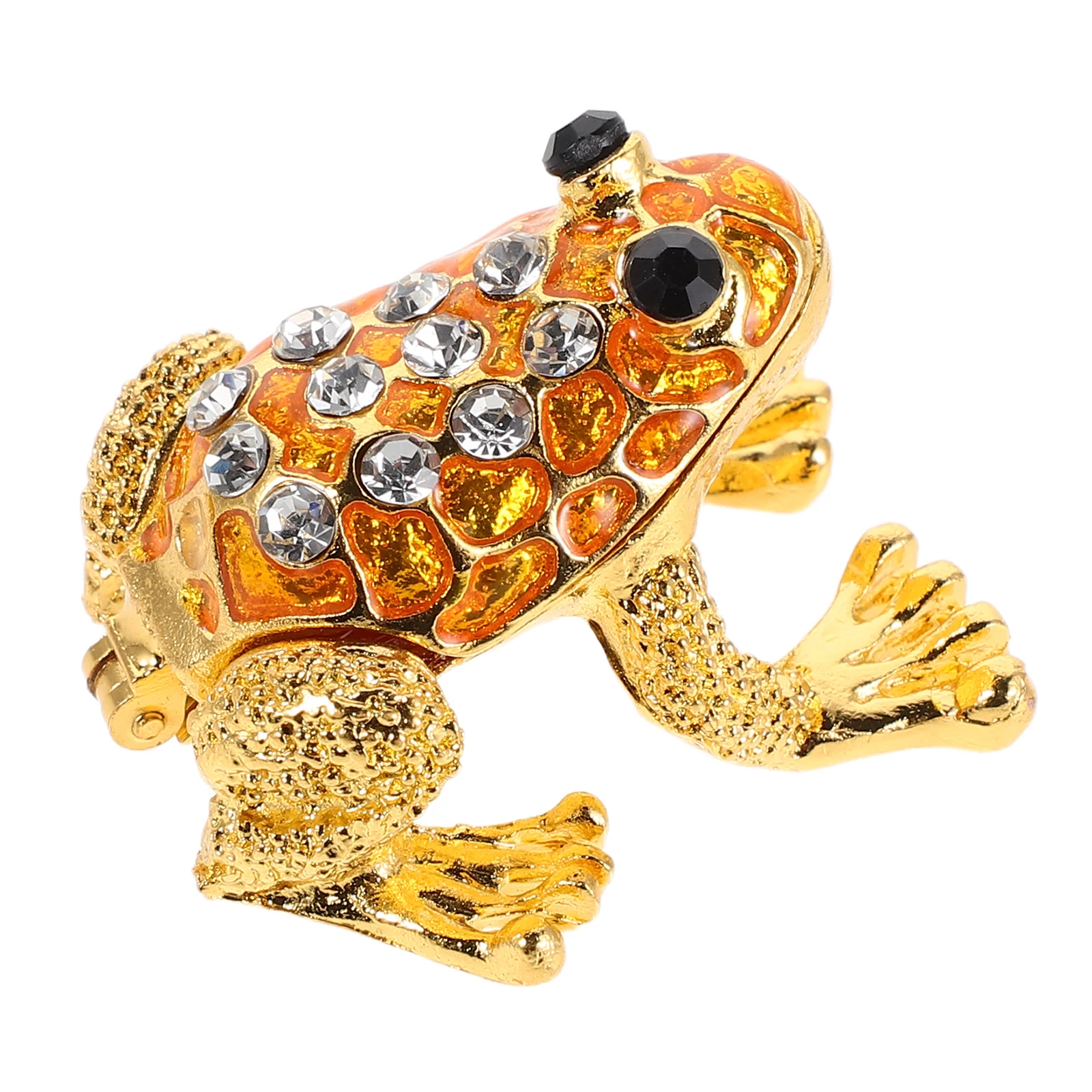 

Frog Jewelry Box Vintage Style Rhinestone Accents Hinged Trinket Case for Rings Earrings Storage Desktop Decor Animal